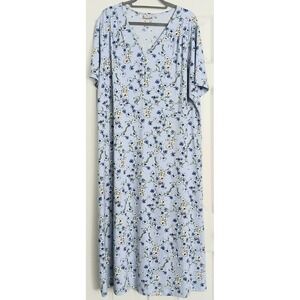 Joan Rivers Dress Women's Size 2X Floral Garden Jersey Knit Midi Cottagecore